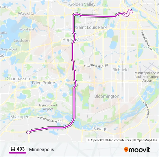 493 Bus Line Map