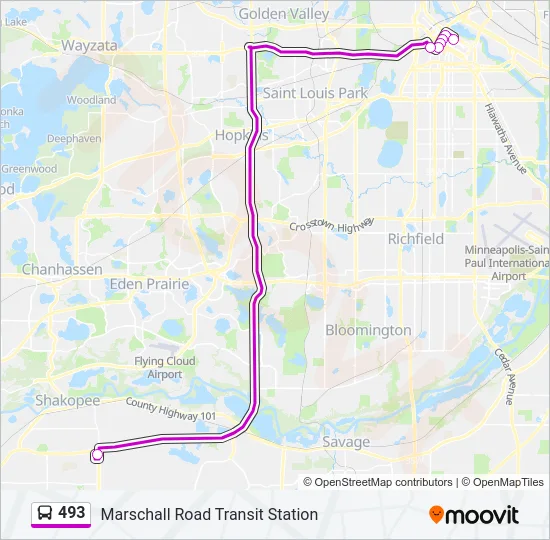 493 Bus Line Map