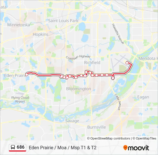 686 Route: Schedules, Stops & Maps - Eden Prairie / Moa / Msp T1 & T2 ...