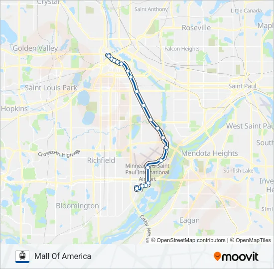 METRO BLUE LINE Light Rail Line Map