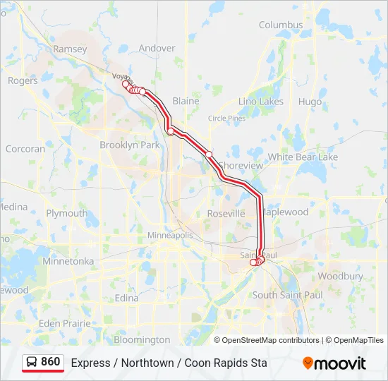 860 Bus Line Map