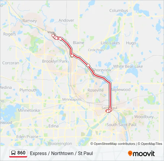 860 Bus Line Map