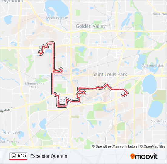 615 bus Line Map