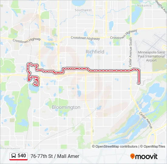 540 Bus Line Map
