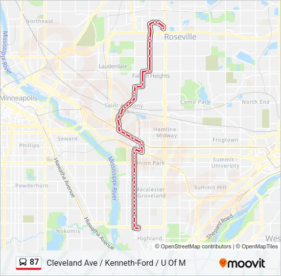 87 Bus Line Map
