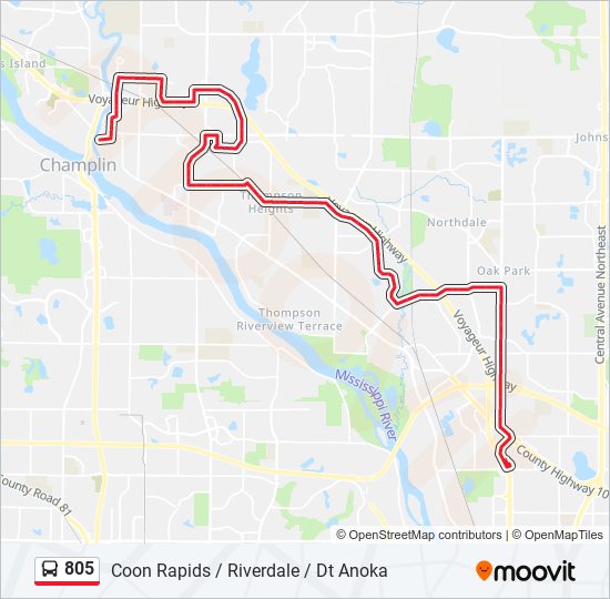 805 Route: Schedules, Stops & Maps - Coon Rapids / Riverdale / Dt Anoka ...