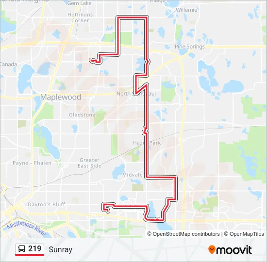 219 Bus Line Map