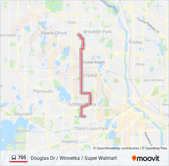 Mapa de 705 de autobús