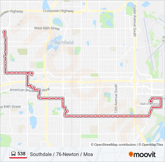 Mapa de 538 de autobús