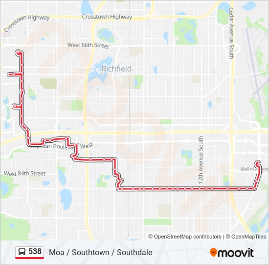 Mapa de 538 de autobús