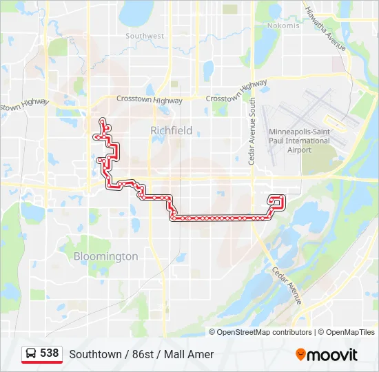 538 Bus Line Map