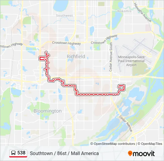 538 Bus Line Map