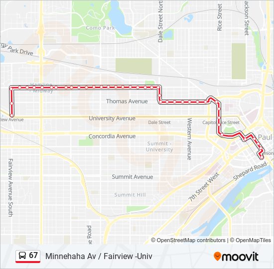 Mapa de 67 de autobús