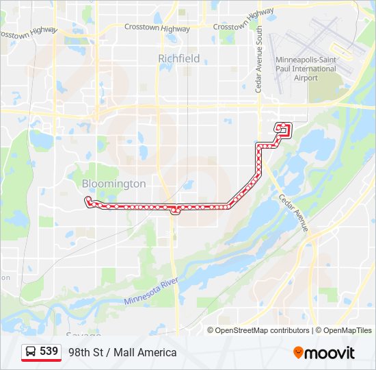 Mapa de 539 de autobús