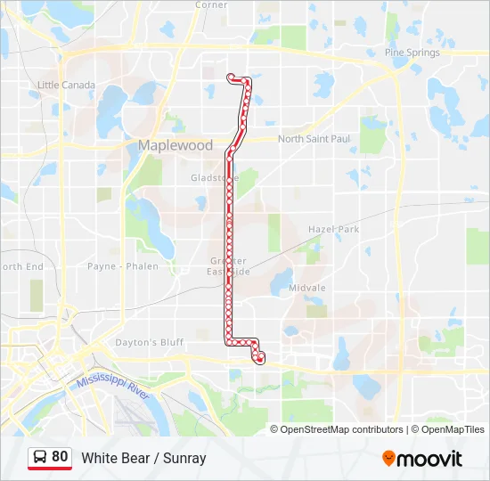80 Bus Line Map