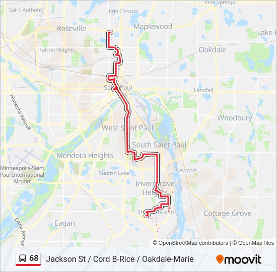 Mapa de 68 de autobús