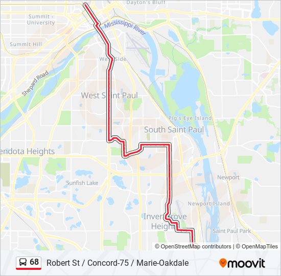 Mapa de 68 de autobús