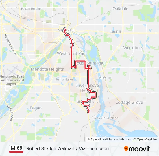 68 Bus Line Map