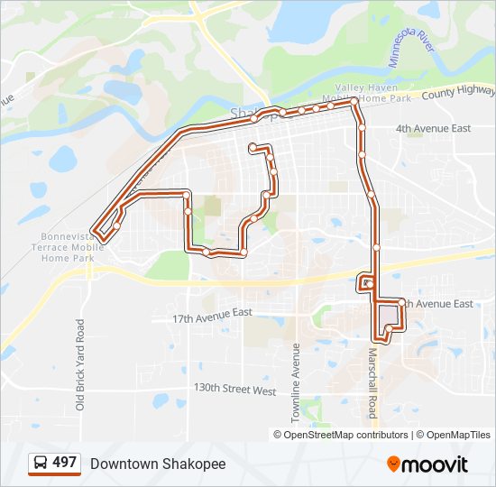 Mapa de 497 de autobús