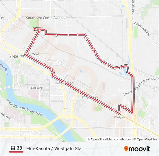 33 Bus Line Map