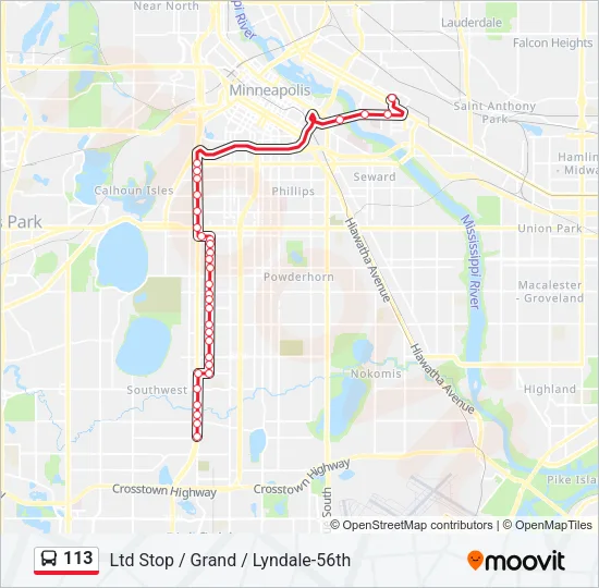 113 Bus Line Map