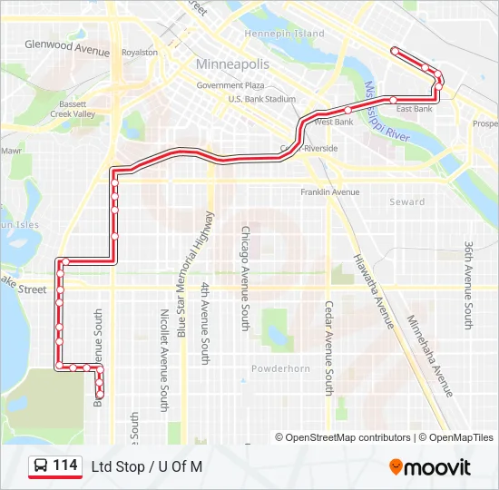114 Bus Line Map