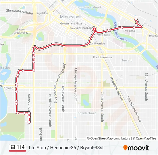 114 Bus Line Map