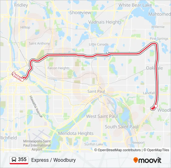 355 Bus Line Map