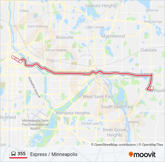355 Bus Line Map