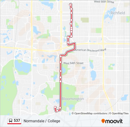 Mapa de 537 de autobús