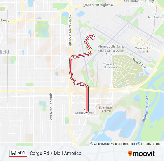 Mapa de 501 de autobús