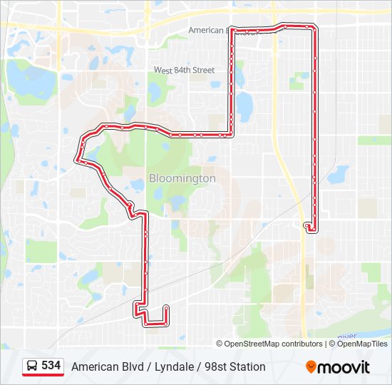 Mapa de 534 de autobús