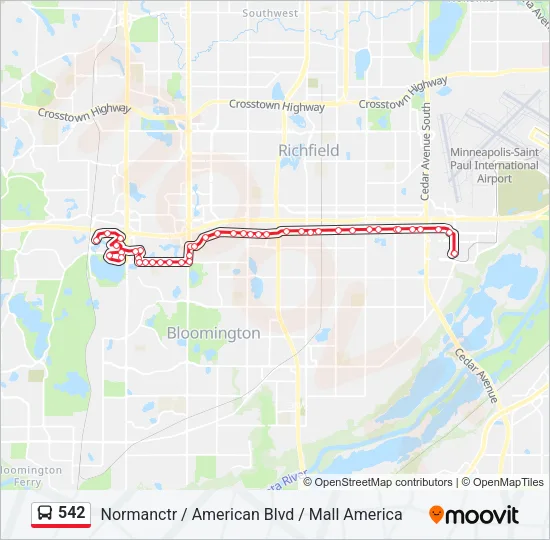 542 Bus Line Map