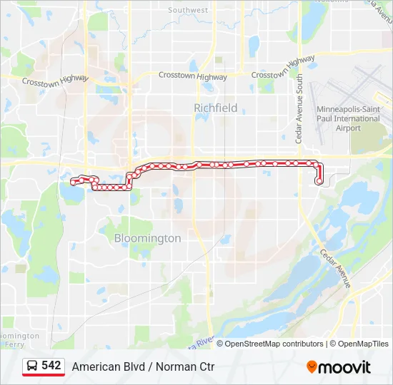 542 Bus Line Map