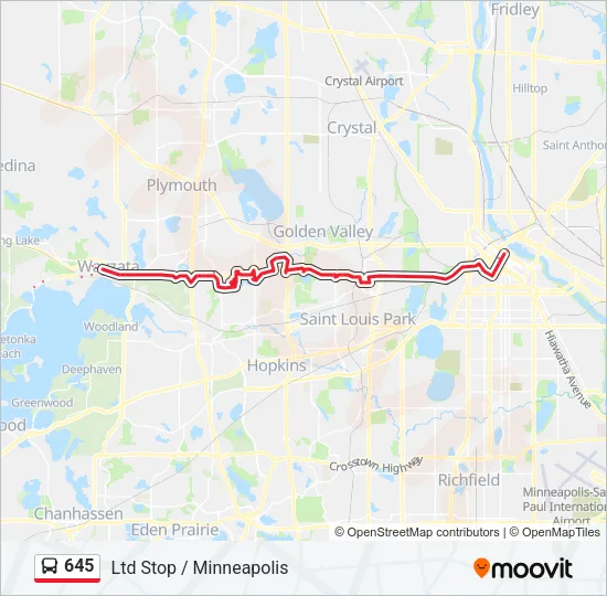 645 Bus Line Map