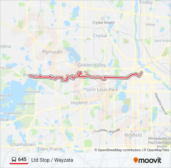 645 Bus Line Map