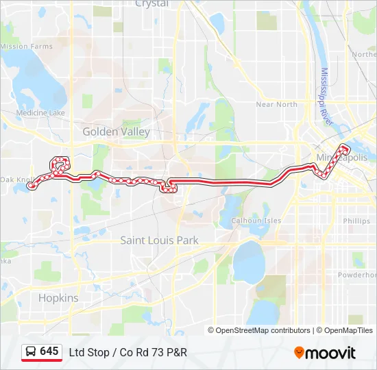 645 Bus Line Map