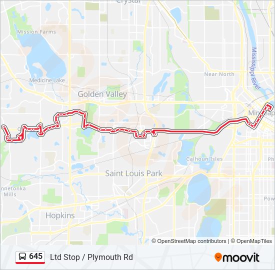 Mapa de 645 de autobús