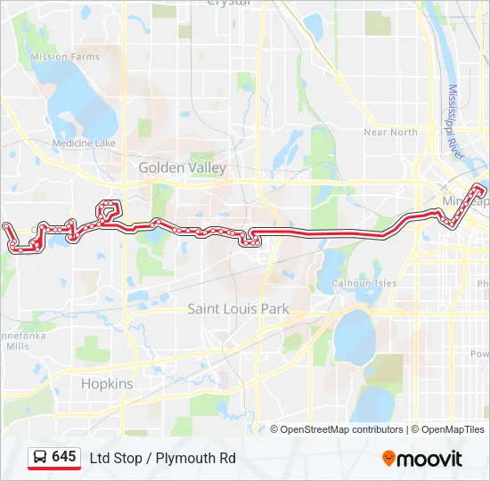 645 Bus Line Map