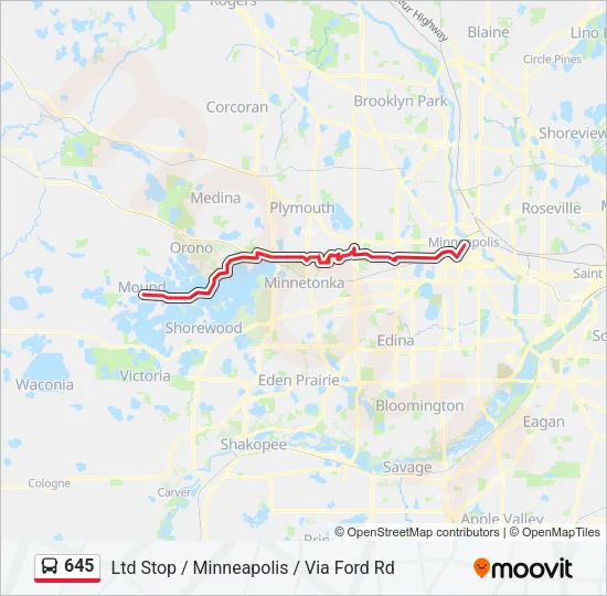 645 Bus Line Map