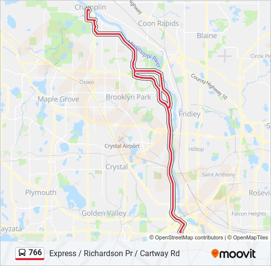 Mapa de 766 de autobús