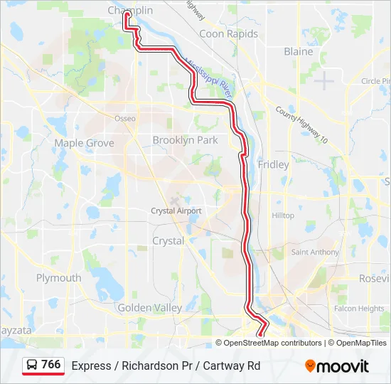 766 Bus Line Map