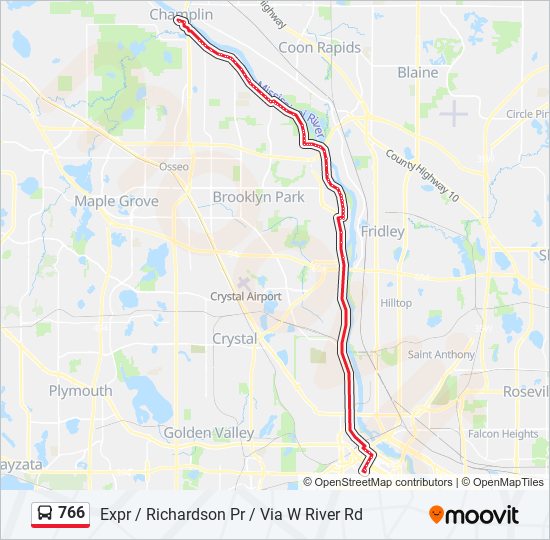 766 bus Line Map