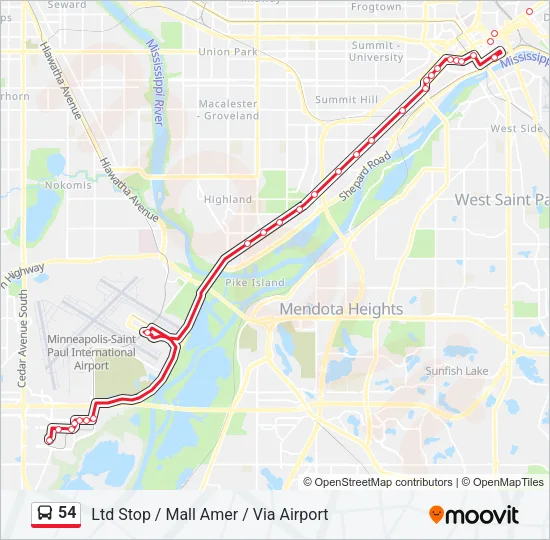 54 Bus Line Map
