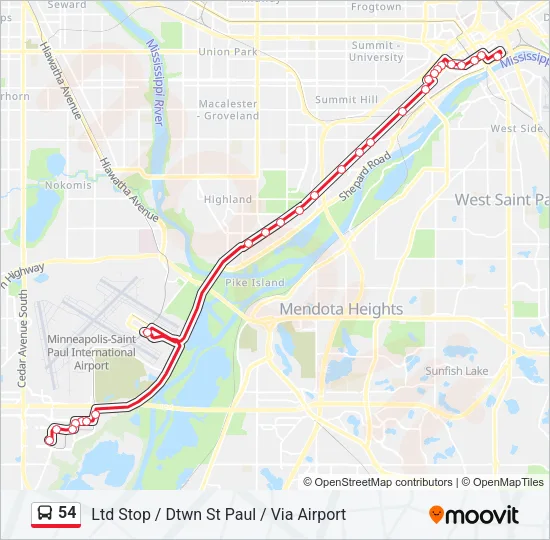 54 Bus Line Map