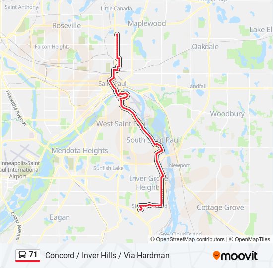 Directions To 71 South 71 Route: Schedules, Stops & Maps - Concord / Inver Hills / Via Hardman  (Updated)