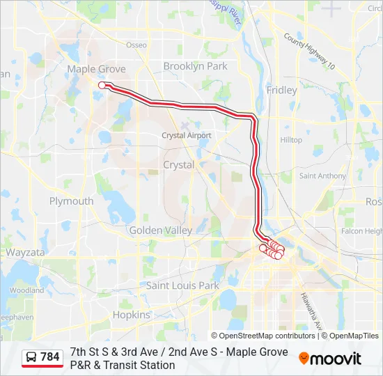 784 Bus Line Map