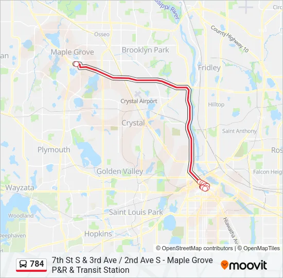784 Bus Line Map