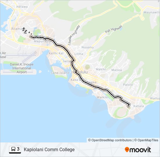 3 Route: Schedules, Stops & Maps - Kapiolani Comm College (Updated)