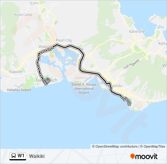 Mapa de W1 de autobús